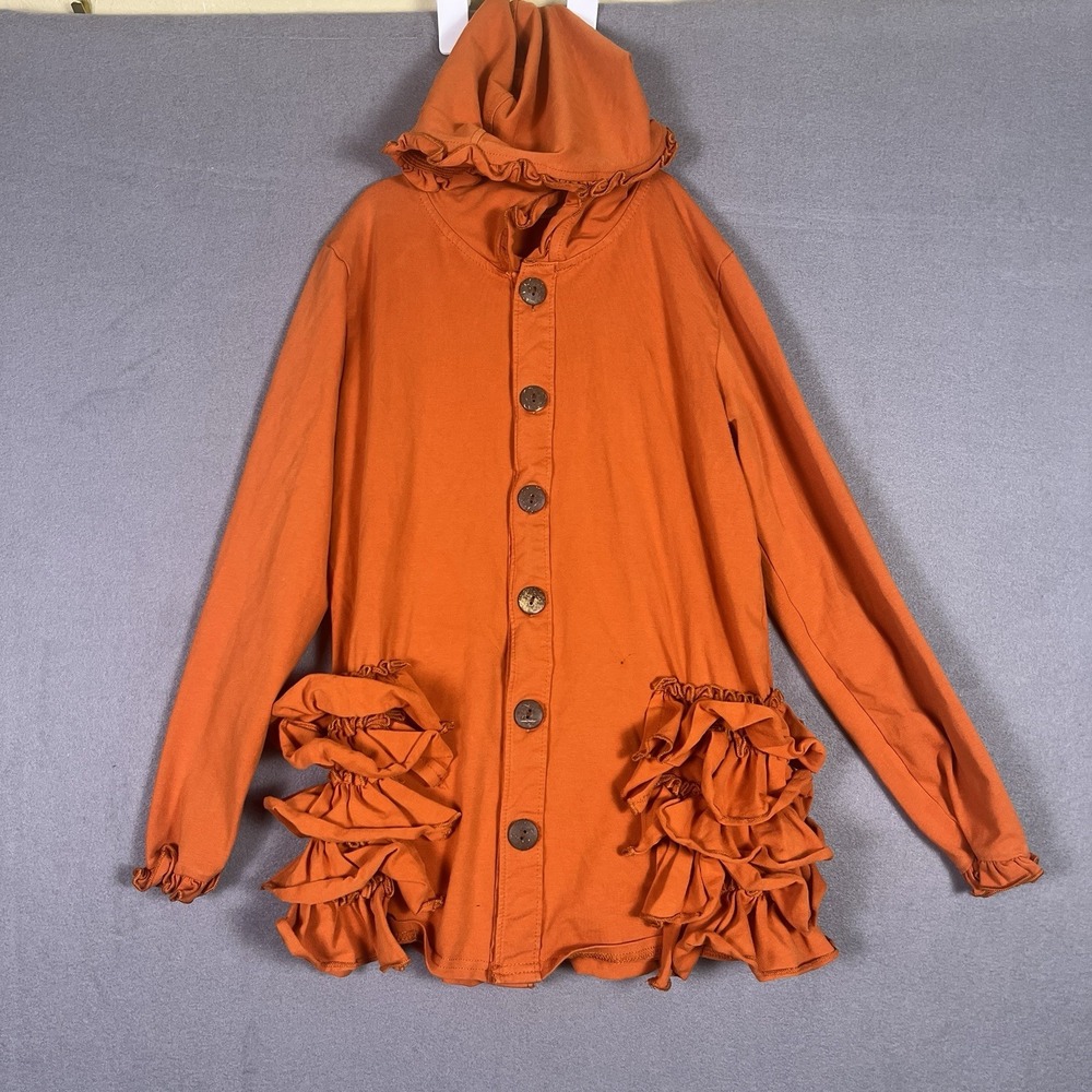Marie Nicole Ruffle Cardigan Girls 12 Burnt Orange Fall Harvest Hooded Jacket